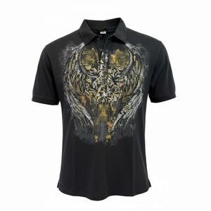 Miami Ink Polo Shirt Sz XL Vintage 2000's Y2K  Skater Grunge Black (XXXL)